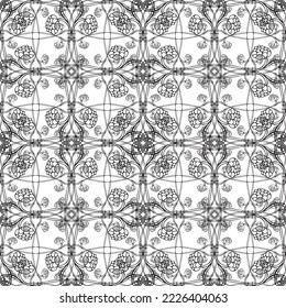 Seamless abstract pattern.Black lace on white background.Black and white graphics. Imitation lace. For design and decoration of fabric, paper, Wallpaper and packaging.Grid pattern.