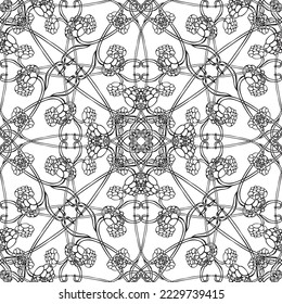 Seamless abstract pattern.Black lace on white background.Black and white graphics. Imitation lace. For design and decoration of fabric, paper, Wallpaper and packaging.Grid pattern.