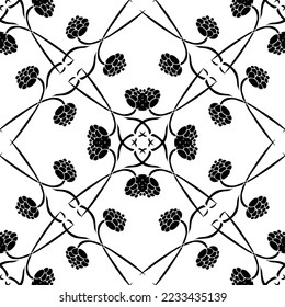 Seamless abstract pattern.Black lace on white background.Black and white graphics. Imitation lace. For design and decoration of fabric, paper, Wallpaper and packaging.Grid pattern.