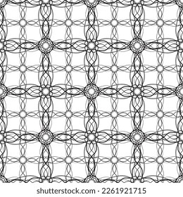Patrón abstracto impecable.Encaje negro sobre fondo blanco.Gráficos en blanco y negro. Imitación de encaje. Para el diseño y la decoración de tela, papel, papel tapiz y empaque.Patrón de cuadrícula.