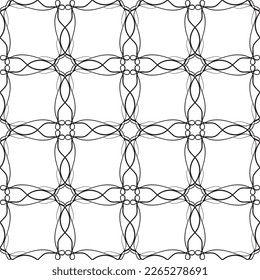 Seamless abstract pattern.Black lace on white background.Black and white graphics. Imitation lace. For design and decoration of fabric, paper, Wallpaper and packaging.Grid pattern.
