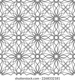 Seamless abstract pattern.Black lace on white background.Black and white graphics. Imitation lace. For design and decoration of fabric, paper, Wallpaper and packaging.Grid pattern.