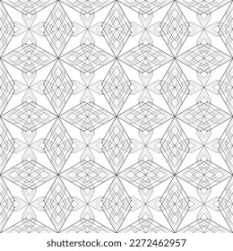 Patrón abstracto impecable.Encaje negro sobre fondo blanco.Gráficos en blanco y negro. Imitación de encaje. Para el diseño y la decoración de tela, papel, papel tapiz y empaque.Patrón de cuadrícula.
