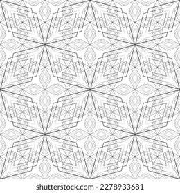 Patrón abstracto impecable.Encaje negro sobre fondo blanco.Gráficos en blanco y negro. Imitación de encaje. Para el diseño y la decoración de tela, papel, papel tapiz y empaque.Patrón de cuadrícula.
