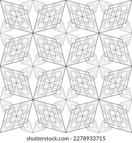 Patrón abstracto impecable.Encaje negro sobre fondo blanco.Gráficos en blanco y negro. Imitación de encaje. Para el diseño y la decoración de tela, papel, papel tapiz y empaque.Patrón de cuadrícula.
