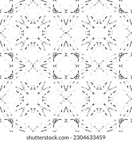 Patrón abstracto impecable.Encaje negro sobre fondo blanco.Gráficos en blanco y negro. Imitación de encaje. Para el diseño y la decoración de tela, papel, papel tapiz y empaque.Patrón de cuadrícula.