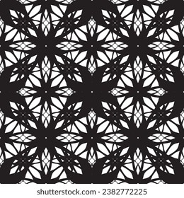 Seamless abstract pattern.Black lace on white background.Black and white graphics. Imitation lace. For design and decoration of fabric, paper, Wallpaper and packaging.Grid pattern.