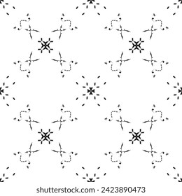 Nahtloses abstraktes Muster.Schwarze Spitze auf weißem Hintergrund.Schwarze und weiße Grafiken. Nachahmung. Für Design und Dekoration von Stoff, Papier, Tapete und Verpackung.Grid Muster.