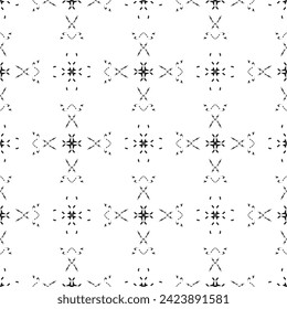Nahtloses abstraktes Muster.Schwarze Spitze auf weißem Hintergrund.Schwarze und weiße Grafiken. Nachahmung. Für Design und Dekoration von Stoff, Papier, Tapete und Verpackung.Grid Muster.