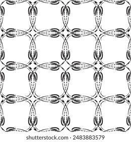 Patrón abstracto sin fisuras.Encaje negro sobre fondo blanco.Gráficos en blanco y negro. Imitación de encaje. Para el diseño y la decoración de tela, papel, Fondo de pantalla y embalaje.