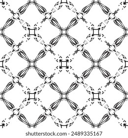 Seamless abstract pattern.Black lace on white background.Black and white graphics. Imitation lace. For design and decoration of fabric, paper, Wallpaper and packaging.Grid pattern.