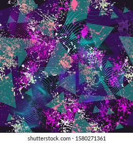 Seamless abstract pattern.Grunge textured background geometrical repeated backdrop for girls, sport textile.