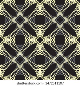 Seamless abstract pattern.Imitation lace.Art Nouveau pattern.Colored lace. For fabric, paper, Wallpaper and packaging design.Mesh pattern.Layered vector file.Gray-gold color.