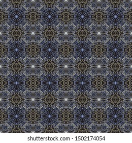 Seamless abstract pattern.Imitation lace.Art Nouveau pattern.Colored lace. For fabric, paper, Wallpaper and packing design.Mesh pattern.Layered vector file.Gold pattern on dark turquoise background.