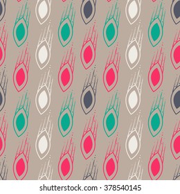 Seamless abstract patterns of a geometric hand drawn objects,  Vector illustration in style trendy colors