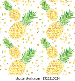 Seamless abstract pineapple pattern in light colors. Tropical fruit. Vector cartoon illustration isolated on white background.