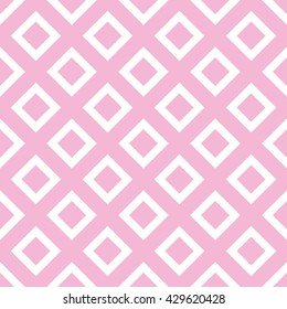 Seamless abstract pink geometric pattern. Rhombuses seamless girlish background. Simple and minimalistic. Universal stylish backdrop. Vector illustration.