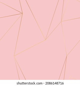 Seamless abstract pink polygonal pattern with golden shining lines. beautiful seamless wallpaper. Premium style for poster, textile, tablecloth. Minimalism style