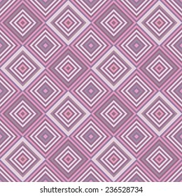 Seamless abstract pink and purple pattern of stripes and diamonds for Valentine's day