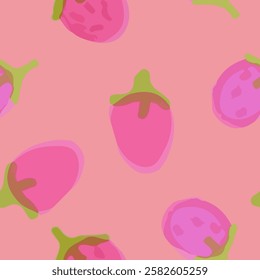 Seamless Abstract Pink Strawberry Pattern on Pastel Background