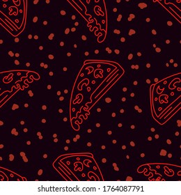 Seamless Abstract Pizza Pattern, Pizza Doodles Illustration, Vector Illustration EPS 10.