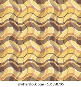 Seamless abstract plaid background with brown and yellow waves