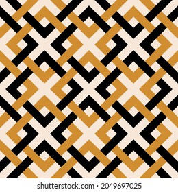 Seamless abstract plaid pattern on beige. Vector Illustration.
