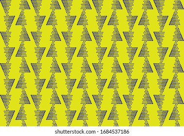 Seamless abstract polka dot pattern in triangle shape with yellow background