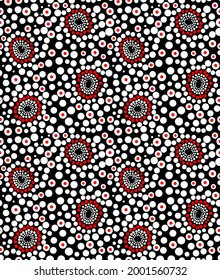 Seamless abstract polka dot pattern on black background