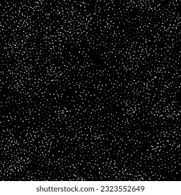 Seamless abstract polka dot pattern. White hand-drawn drip points on black background. Stone terrazzo texture, ink blots stain, grain, paint splash, spray effect. Vector grunge splattered illustration