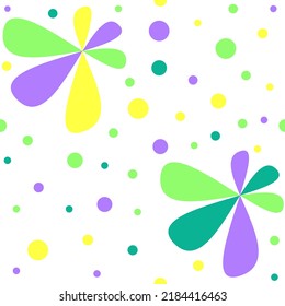 Seamless abstract  with polka dots pattern. Geometric floral ornament. Graphic pattern Vector illustration for textile and paper,  scrapbook, stationery, hipster garden packaging and other users.