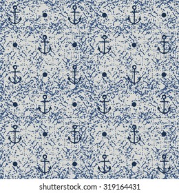 seamless abstract polka dots pattern with anchors on mottled background