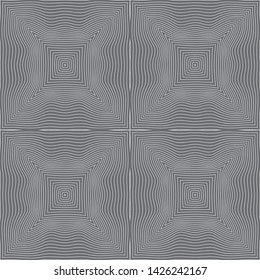 Seamless abstract prerequisite of a surface with distortion optical illusion. Gilyyoshirovanny texture from thin wavy lines. Vector illustration of graphic design of protection.
