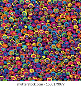 Seamless abstract print with circles. Hand drawn vector illustration.