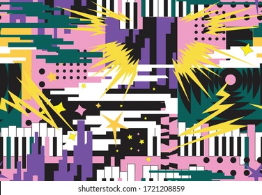 Nahtlos abstrakter Druck im Comic-Stil. Geometrischer heller Druck