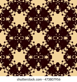 Seamless Abstract Print on Yellow Background Graphic Design Element.