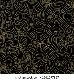 Seamless abstract print with spirals. Hand drawn vector illustration.