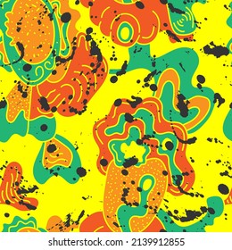Seamless abstract psychedelic artwork with hand drawn pattern
