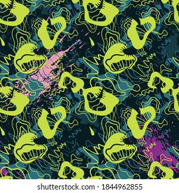 Seamless abstract psychedelic colorful pattern