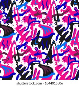 Seamless abstract psychedelic urban colorful pattern
