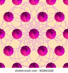 Seamless abstract purple flower pattern
