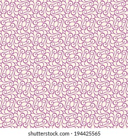seamless abstract purple pattern with swirls on a beige background. vector illustration