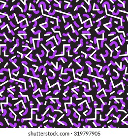 Seamless abstract purple and white geometric pattern in retro memphis style, fashion 80-90s. It can be used in printing, website backdrop and fabric design.