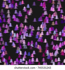 Seamless abstract random pine tree pattern background - vector Christmas holiday decoration graphic design with stylized pine trees on white background