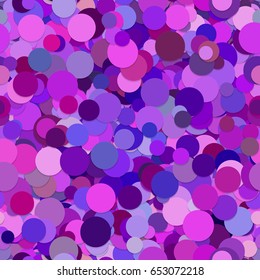 Seamless abstract random scattered dot pattern background from circles in different purple tones and sizes