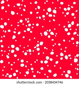 Fondo rojo abstracto sin inconvenientes con un patrón de puntos blancos. Impresión gráfica de color rojo de dibujo manual