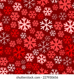 seamless abstract red Christmas background with snowflakes