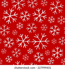seamless abstract red Christmas background with snowflakes