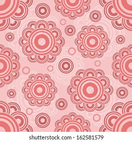 Seamless abstract red circle buds vector pattern.