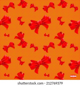 seamless abstract red floral pattern yellow texture with bow vector